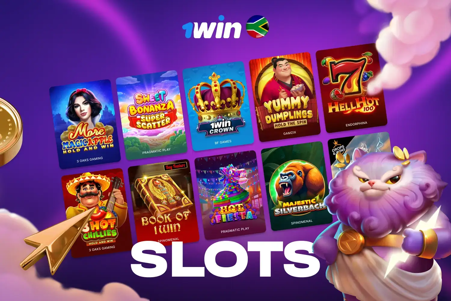 Wide selection of online slots available at 1win Casino South Africa